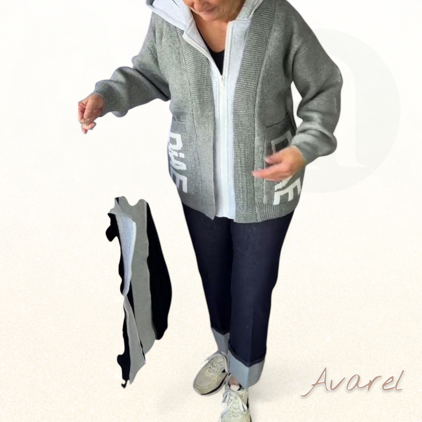 Stylische Langarm-Pullover-Mantel mit trendigem Buchstaben-Design