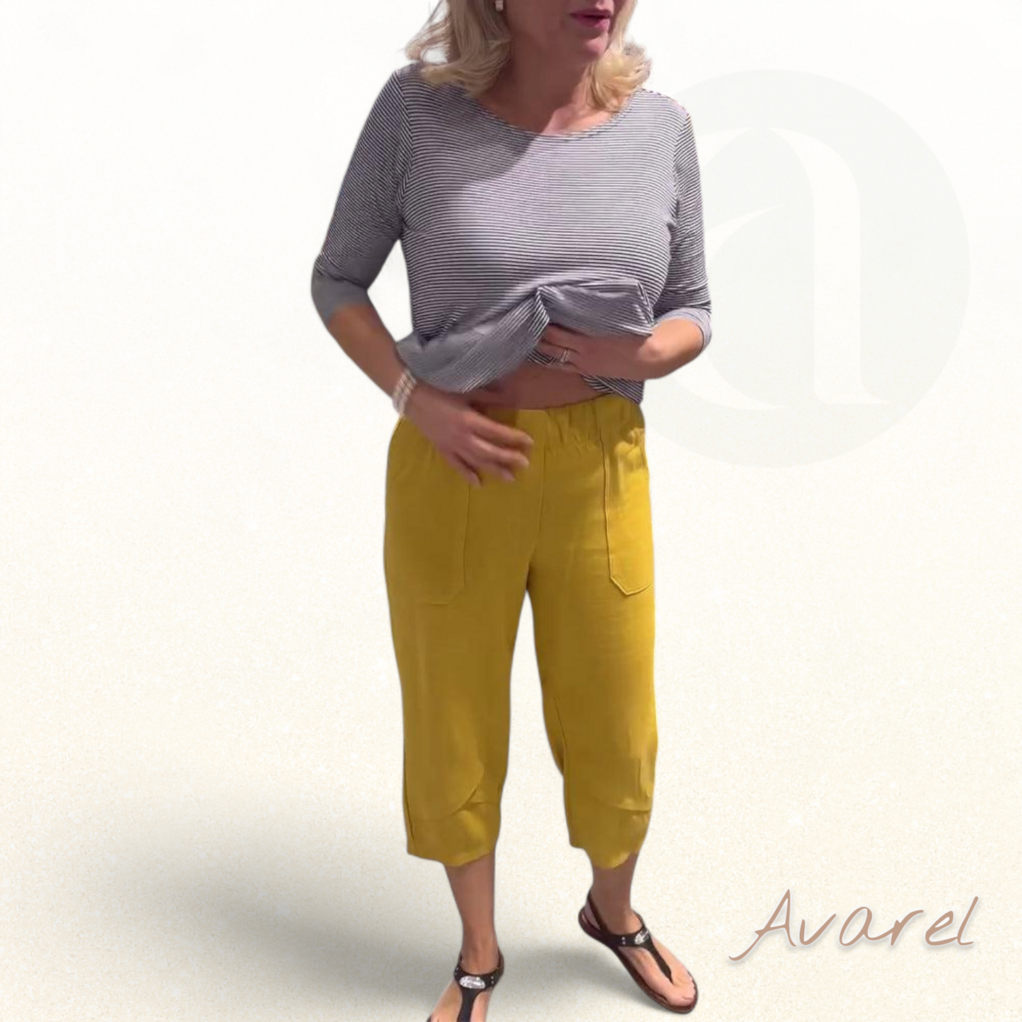 lässigi schmale Baumwoll-Leinen-Hose, churz und bequem