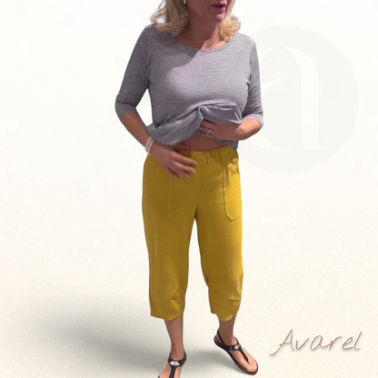 lässigi schmale Baumwoll-Leinen-Hose, churz und bequem