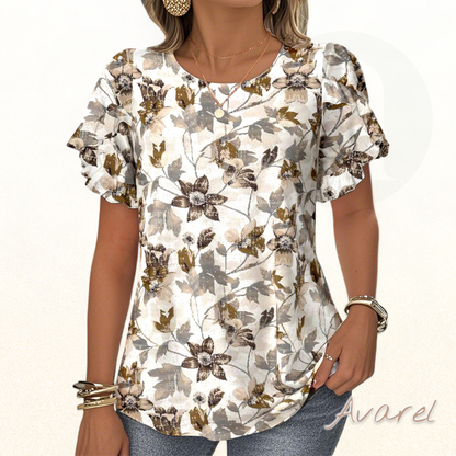 Stylisch T-Shirt mit Druck und Rüschenärmeln – Vielseitig kombinierbar für jede Look