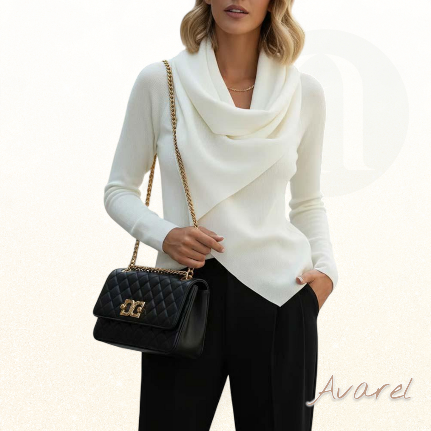 Elegante unregelmässig gestrickti Top mit chline Halse für ne modisch Style