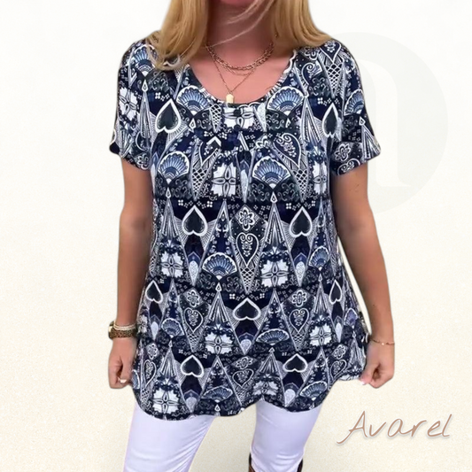 lässigs Retro-T-Shirt mit Rundhalsausschnitt und trendigem Druck