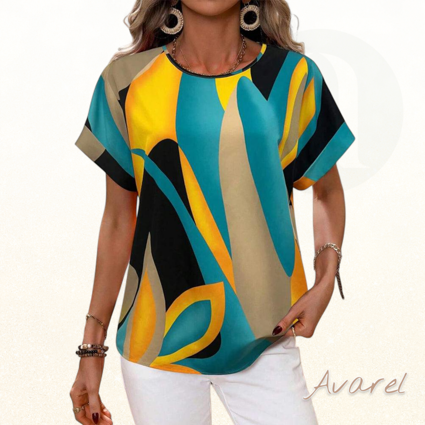 Stylischs Rundhals-T-Shirt mit auffälligem Kontrastdruck