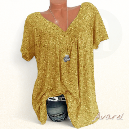 Bequemes Churzarm-V-Ausschnitt-T-Shirt für e lässige Look