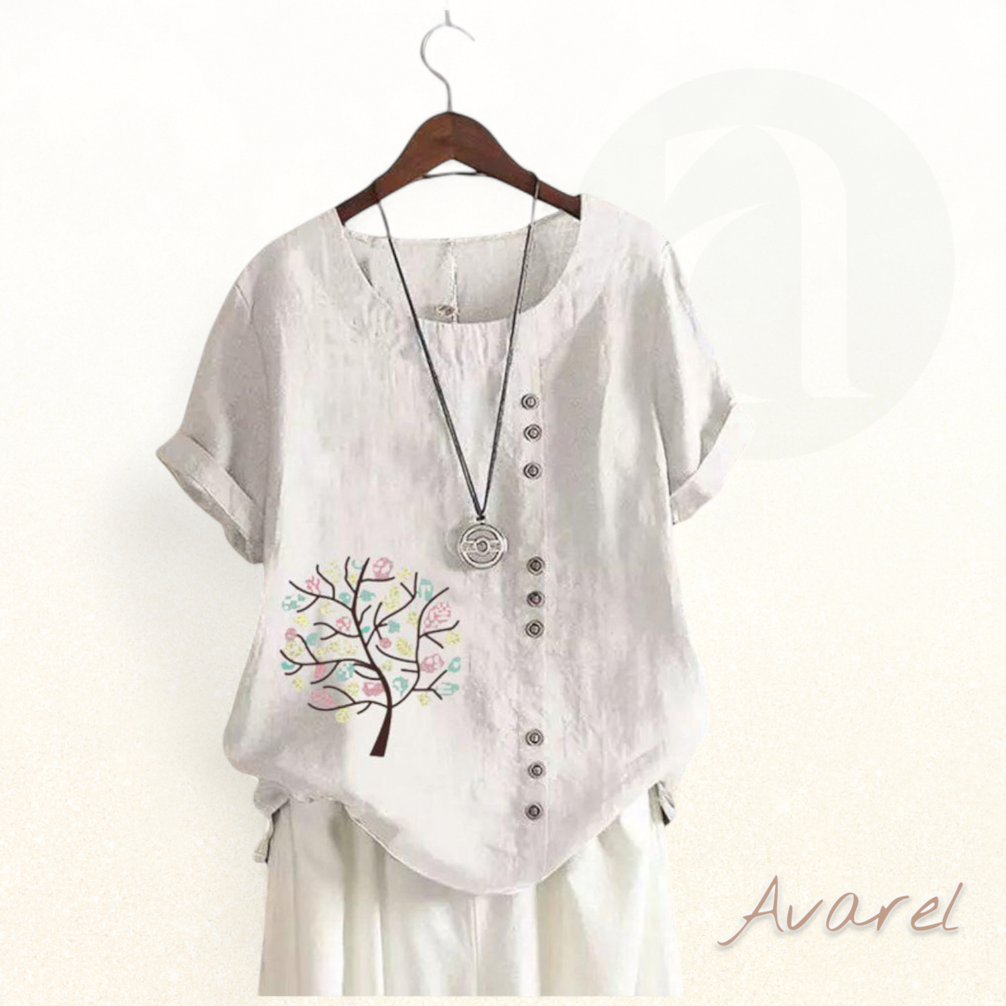 Stylischs Rundhals-T-Shirt mit trendy Blatt-Druck