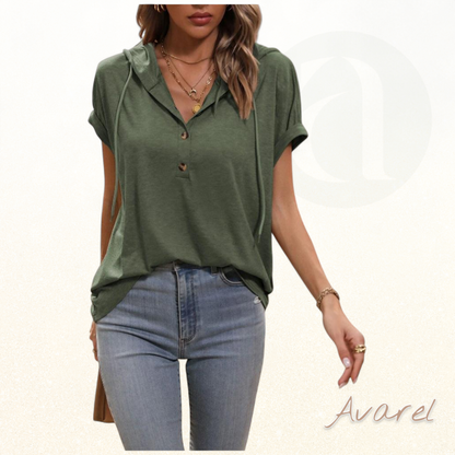 Bequeme Kapuzen-T-Shirt mit Kordelzug und Kurzarm für de lässige Stil