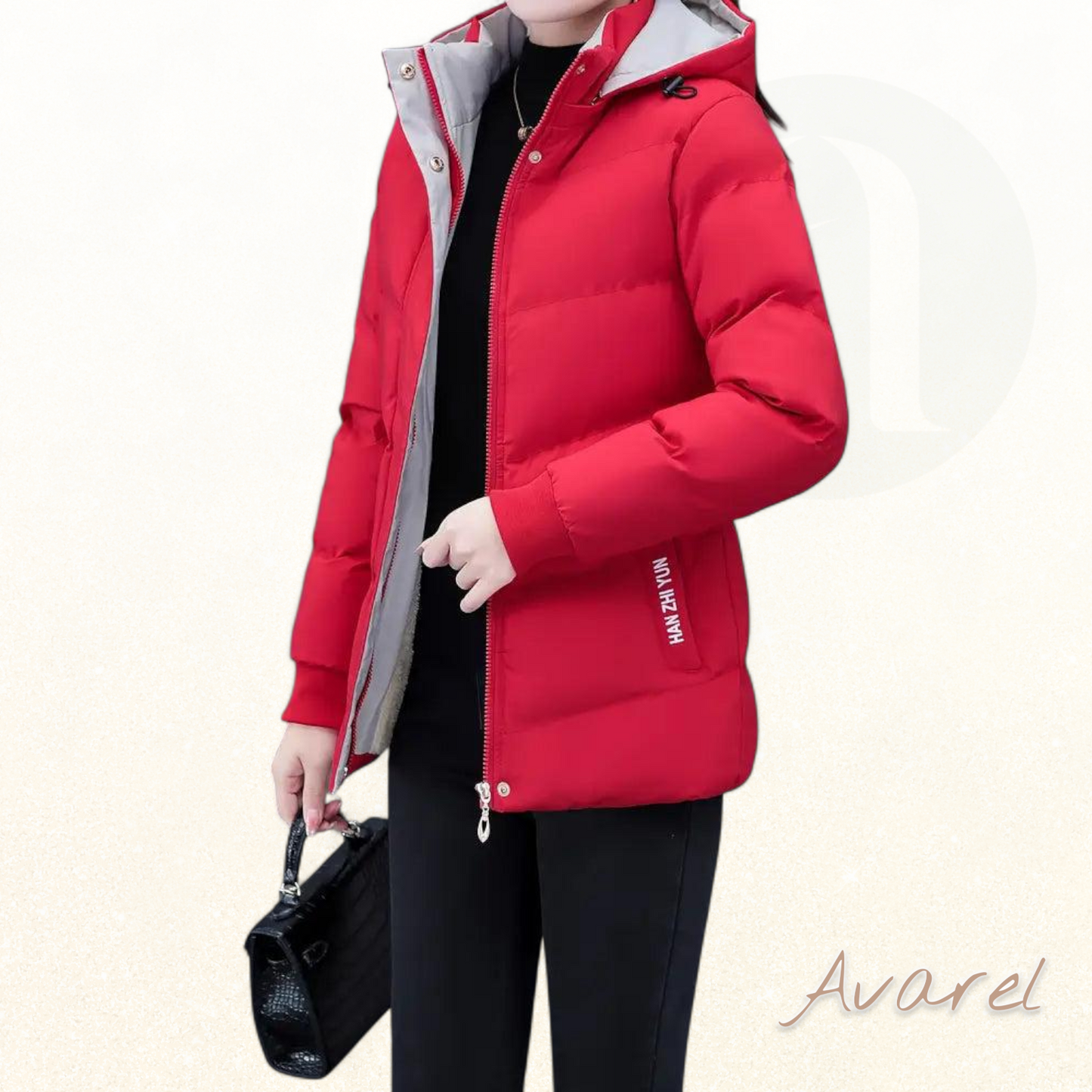 Bequemi warmi Übergangsjacke mit Kapuze im klassischem einfarbige Design