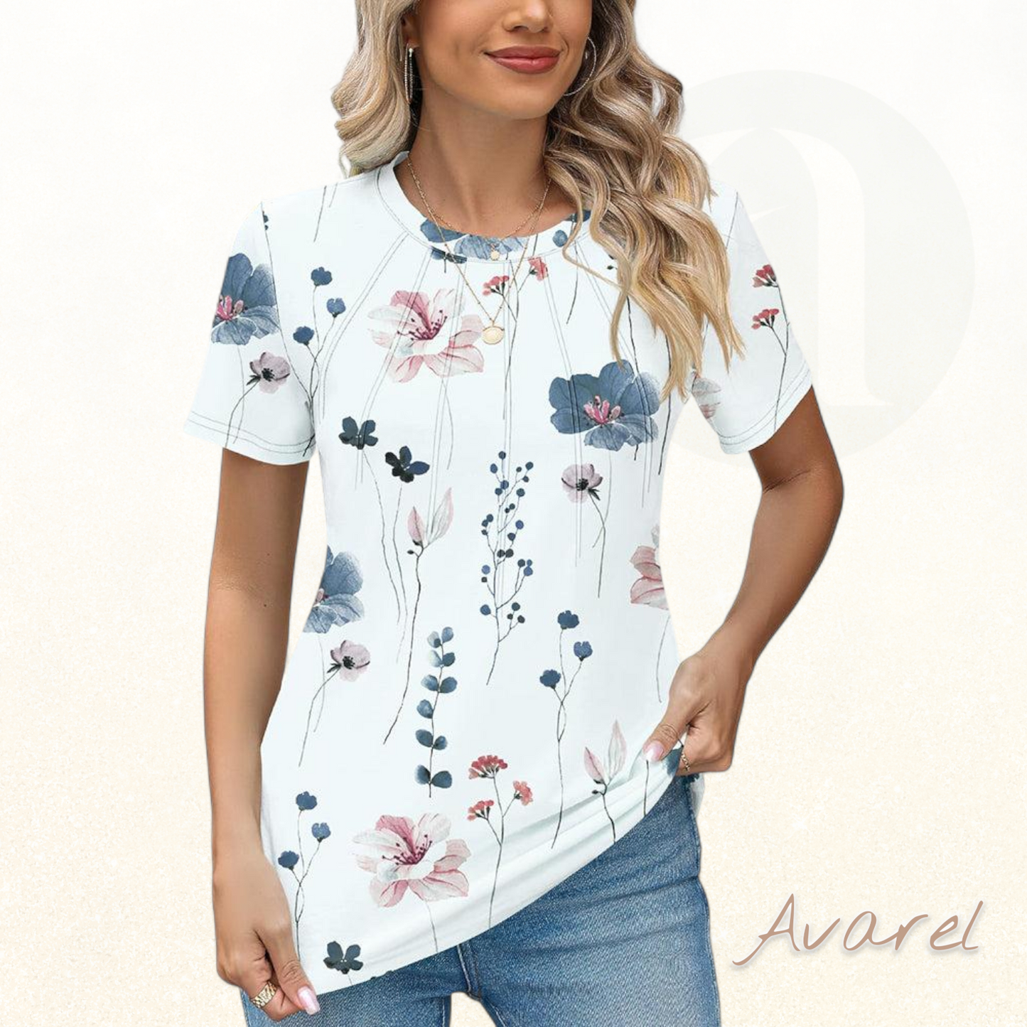 T-Shirt Rundhals Allmatch mit trendy Drukkig für jede Gelegenheit