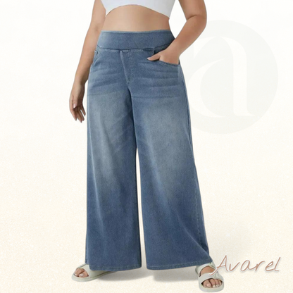 Hoch taillierte, gewaschene Jeans mit weiter, lässiger Passform für einen trendigen und bequemen Style