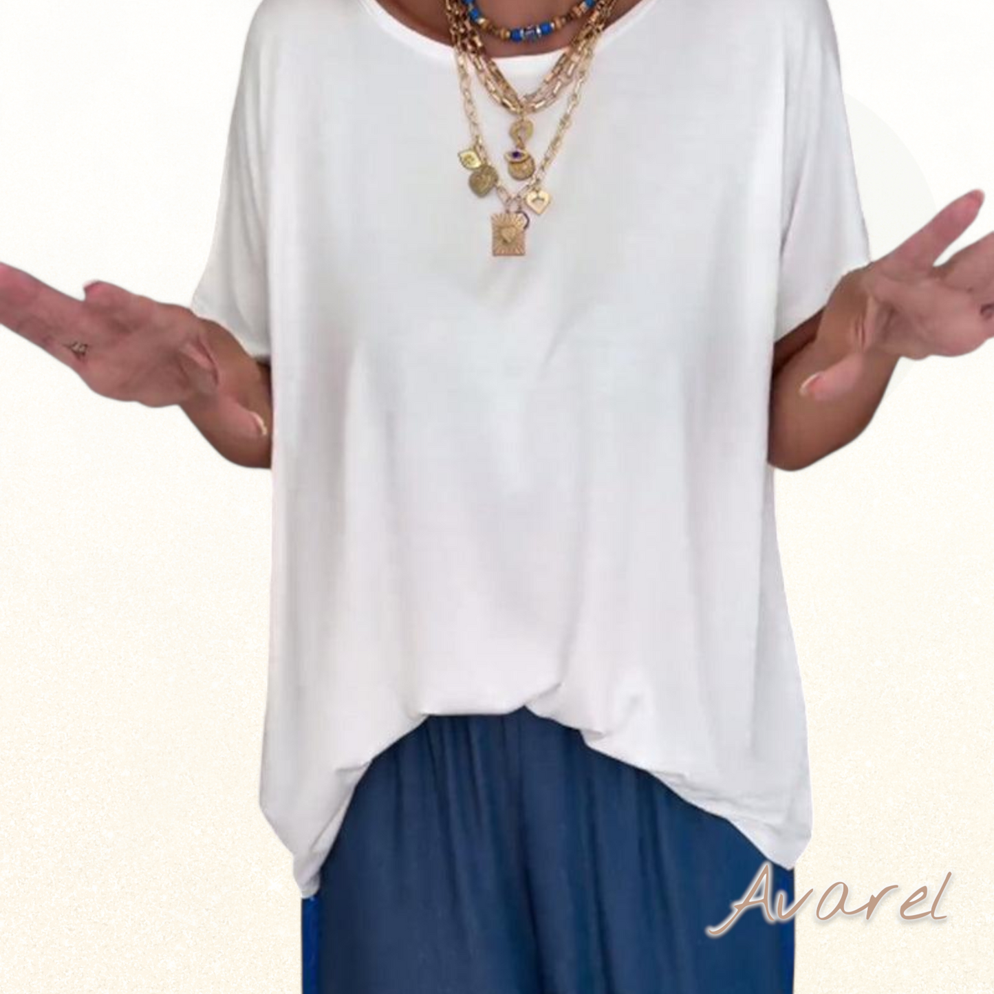 Einklaregiisiges Kurzaarm-T-Shirt mit Rundhalsausschnitt – Stilvoll und bequem