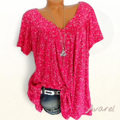 Bequemes Churzarm-V-Ausschnitt-T-Shirt für e lässige Look