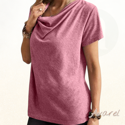 Stylisch T-Shirt mit Wasserfallausschnitt und kurze Ärmel für en elegante Look