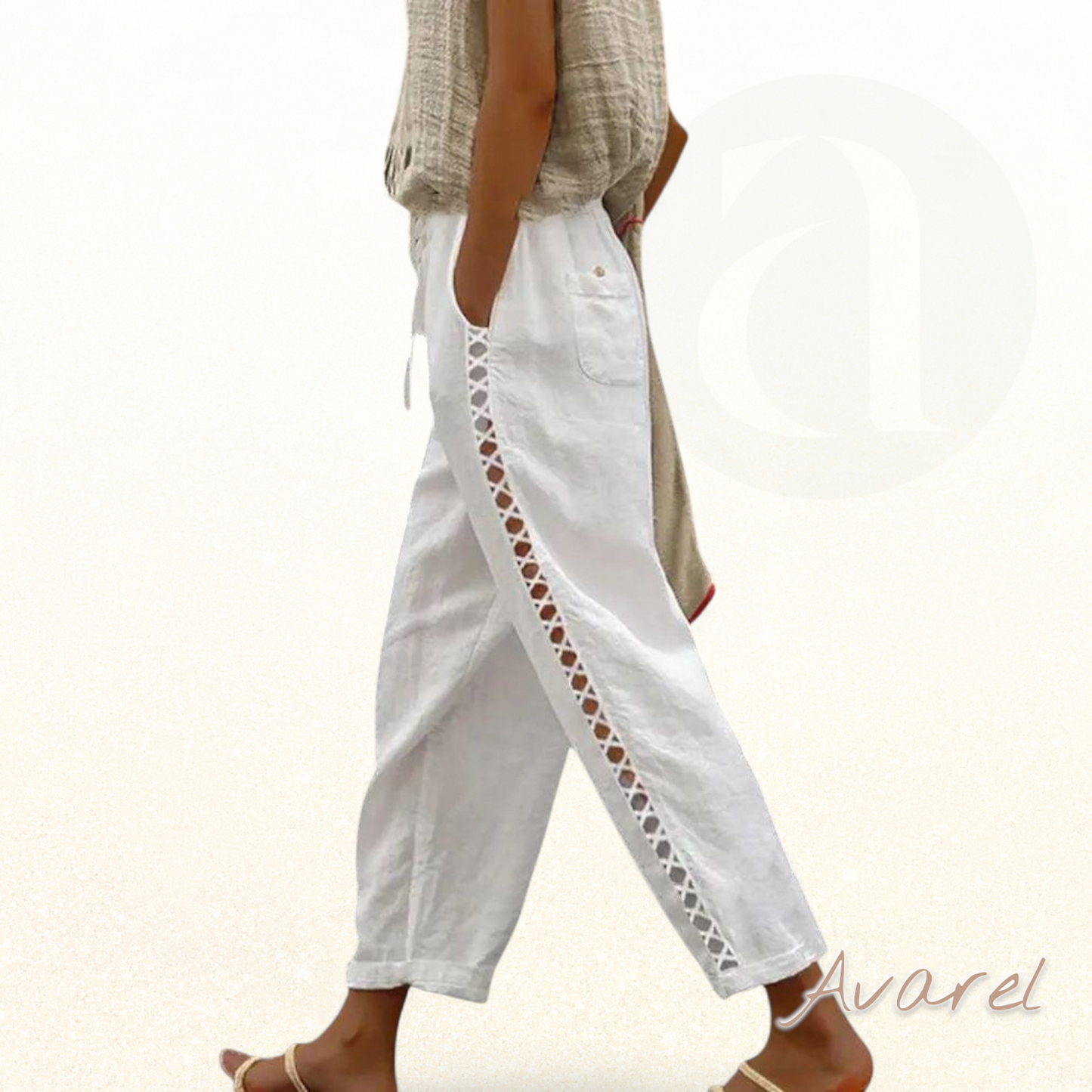 Stilvoll ausgehohlti Baumwoll-Leine Hose für dr modäröne Look