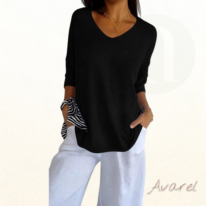 Kateria | Damenbluse mit V-Ausschnitt – modisch, bequem und stilvoll für dr perfekte Look
