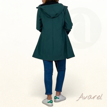 Stilvoller eifarbiger Mantel mit abnehmbarer Kapuze, Reißverschluss und Knopfverschlüsse