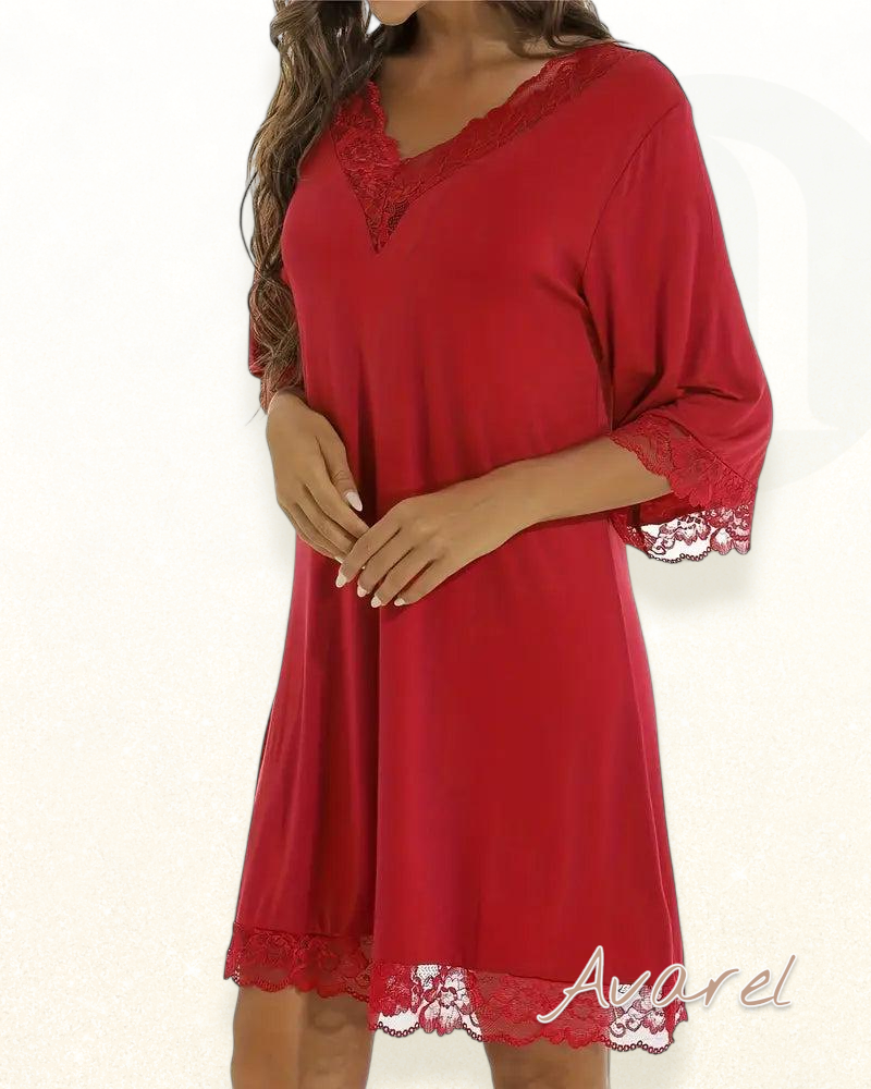 Elegantes V-Ausschnitt Kleid mit verführerischem Spitzen-Einsatz für stilvolle Auftritte