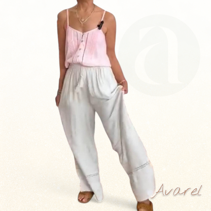 Bequemi Einfarbigi Hose mit Wiit Beini und Praktischä Tasche
