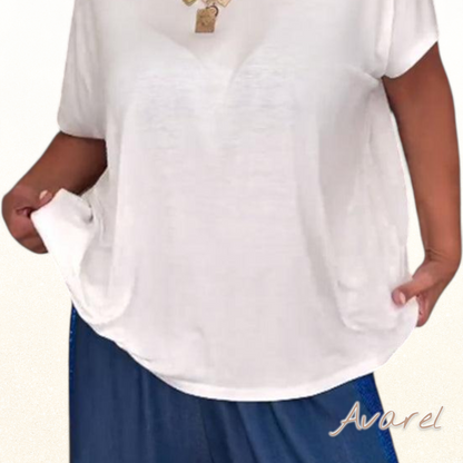 Einklaregiisiges Kurzaarm-T-Shirt mit Rundhalsausschnitt – Stilvoll und bequem