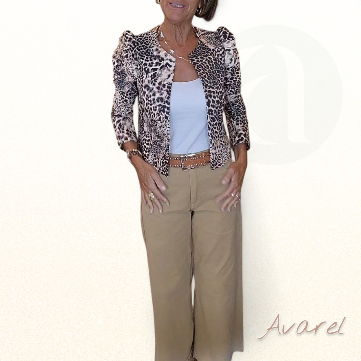 Stylischi Freizeitjacke mit elegante Puffärmle und modischs Leopardenmuster