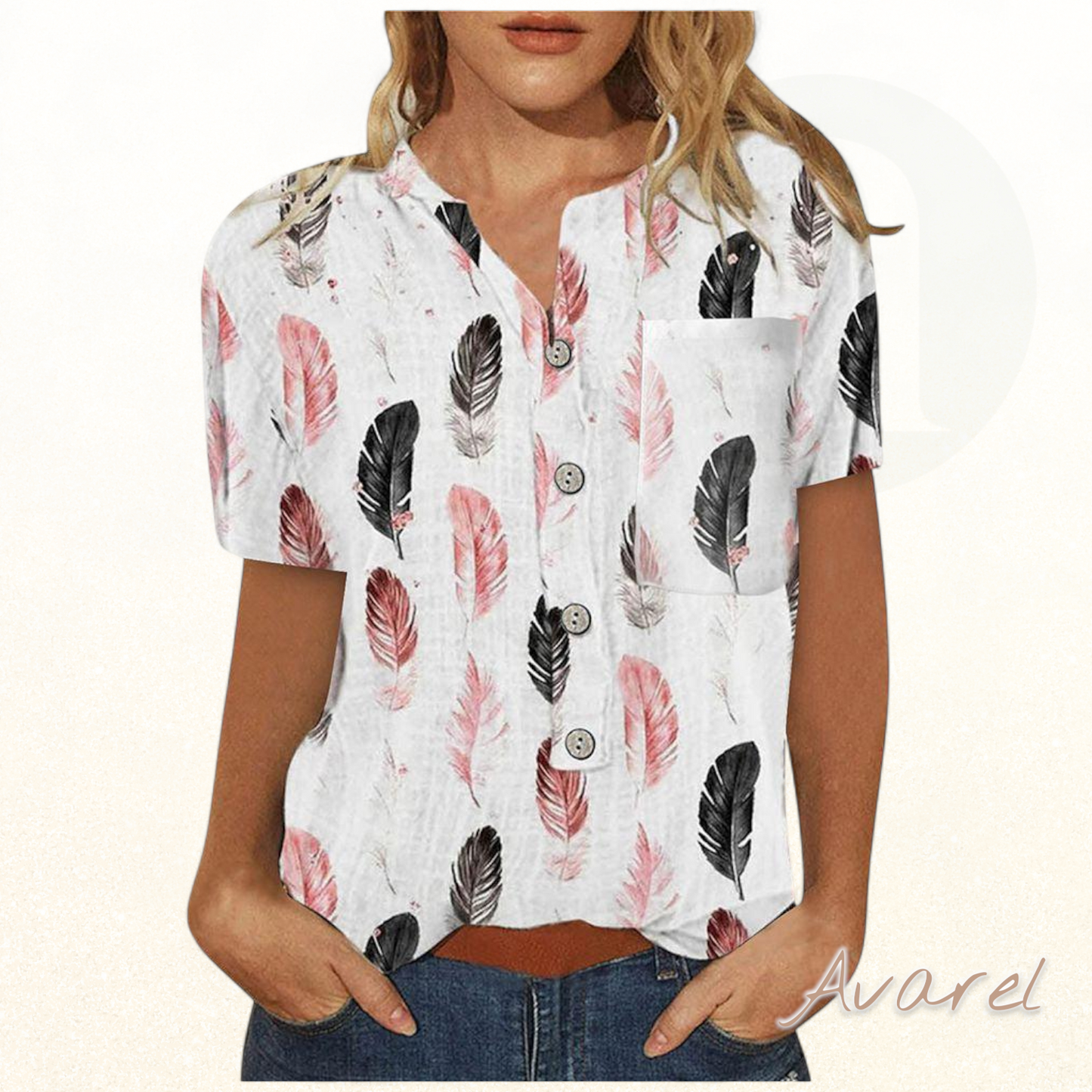 Stylisch bedrucktes Kurzarm-Top für jedi Anlass