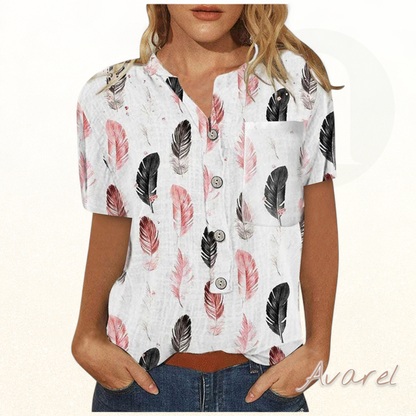 Stylisch bedrucktes Kurzarm-Top für jedi Anlass