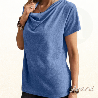 Stylisch T-Shirt mit Wasserfallausschnitt und kurze Ärmel für en elegante Look