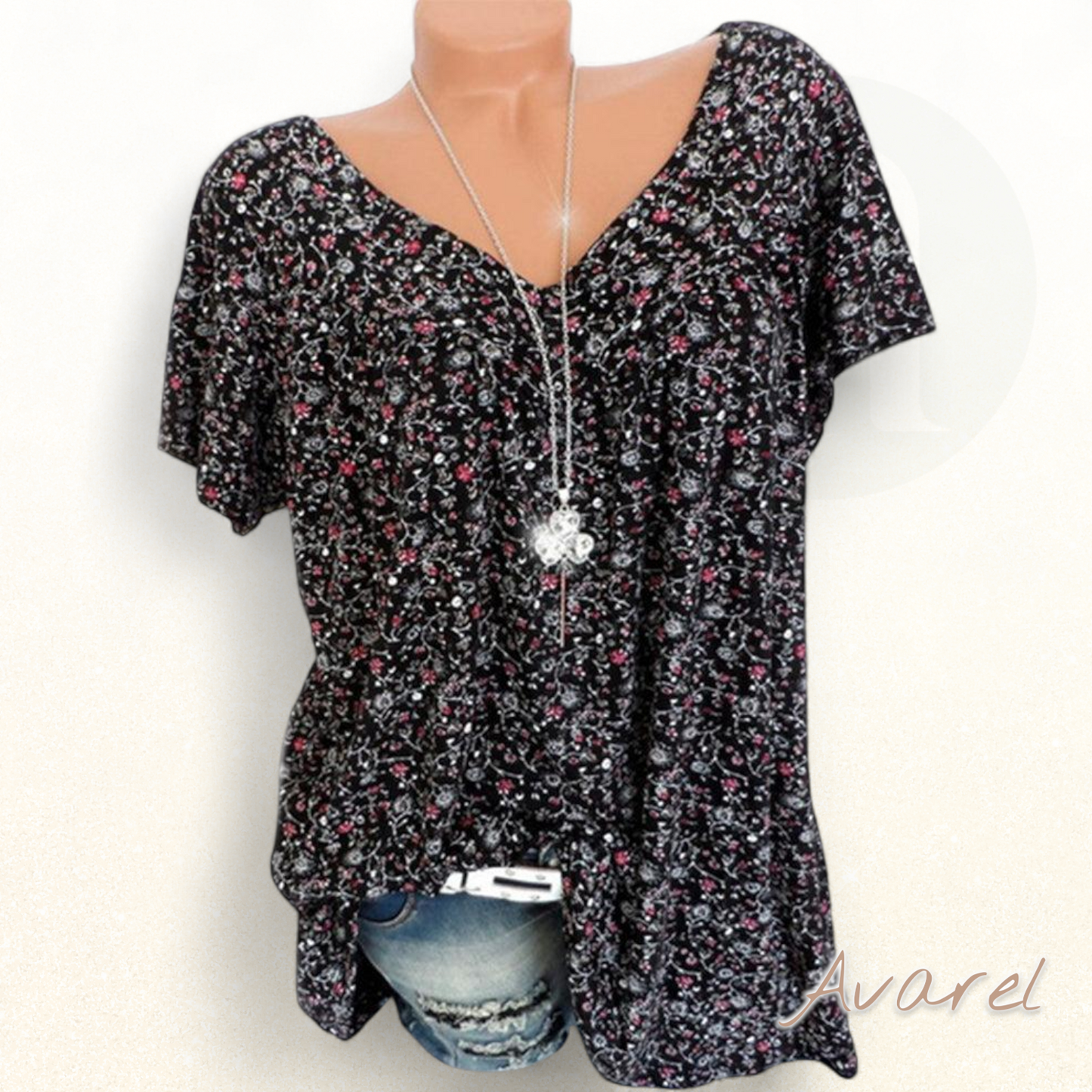 Bequemes Churzarm-V-Ausschnitt-T-Shirt für e lässige Look