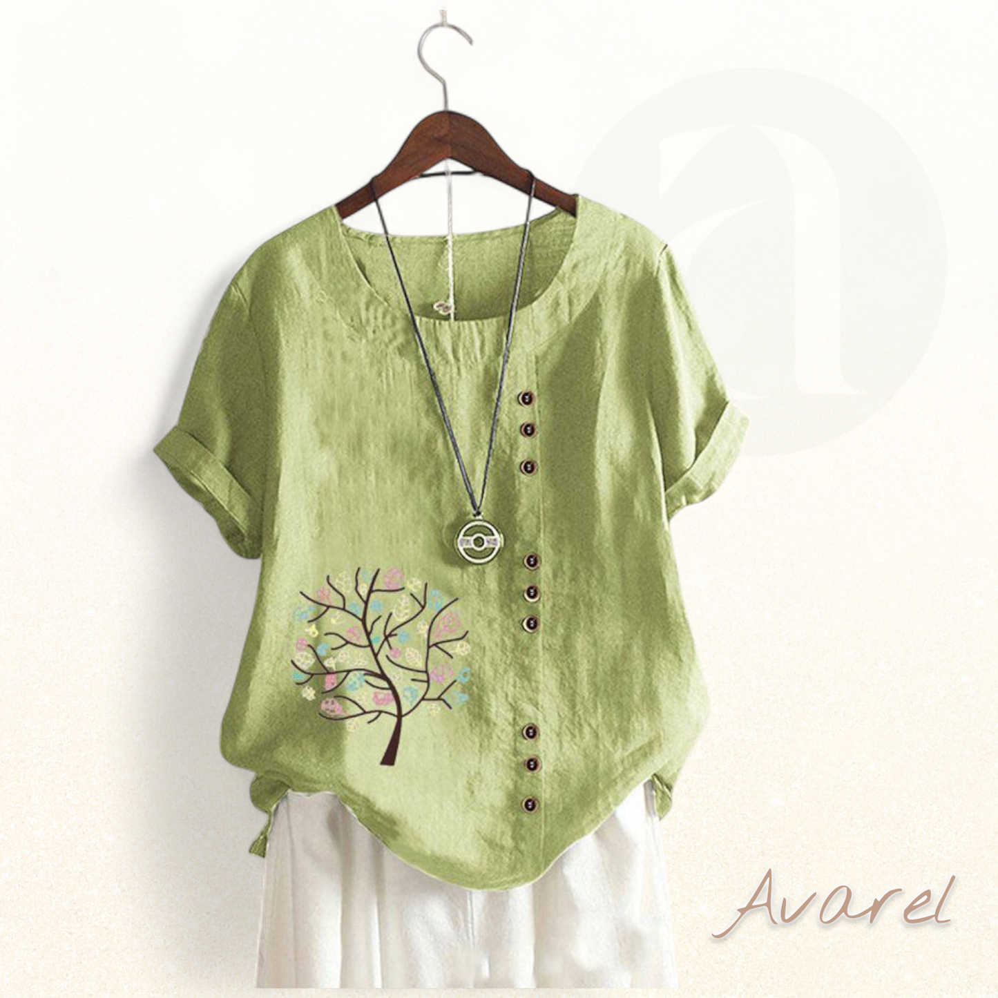 Stylischs Rundhals-T-Shirt mit trendy Blatt-Druck