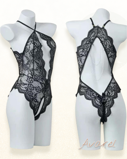 Verführerischer Spitzen-Body mit Rückenfreiheit für einen stilvollen Auftritt