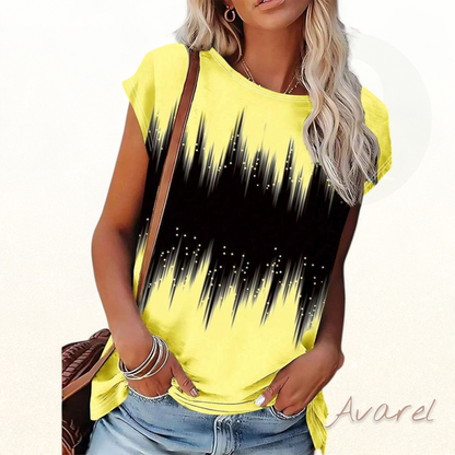 Stylisch T-Shirt mit Rundhalsausschnitt, Farbverlauf und Kontrast-Design