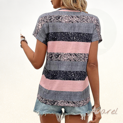 Stylischs V-Ausschnitt Churzarm T-Shirt für jede Gelegenheit