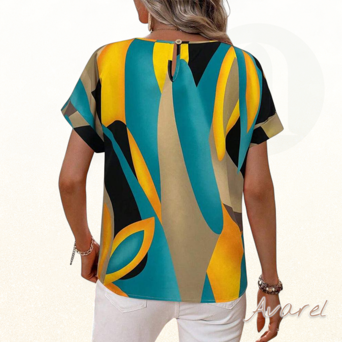 Stylischs Rundhals-T-Shirt mit auffälligem Kontrastdruck