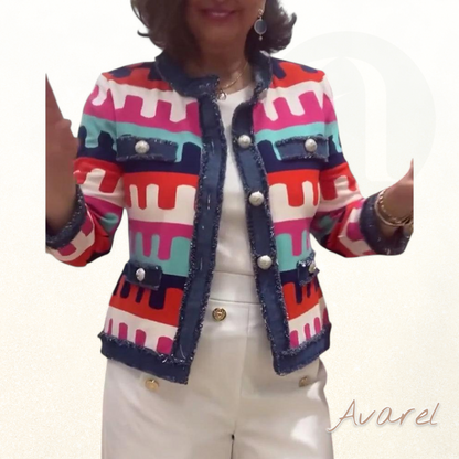 Stilvoll Jacke mit Knopfleist und auffälligem farbigem Design