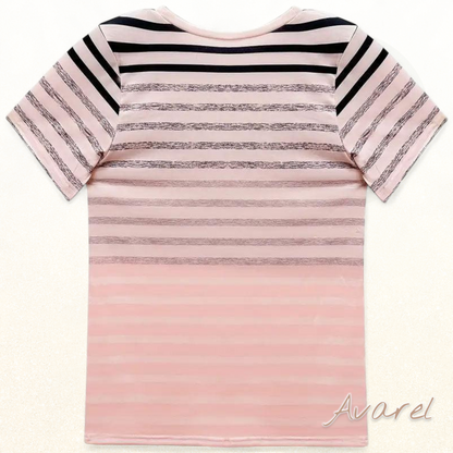 Stilvolls gestreifts T-Shirt mit Rundhalsausschnitt und Churzarm