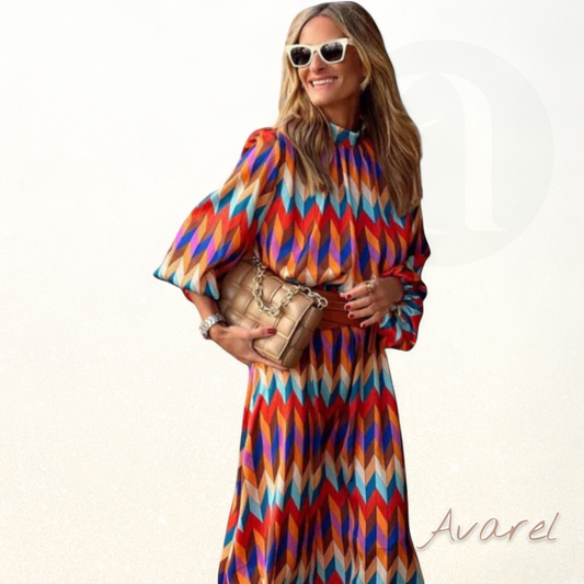 Annika | Schickes Light Midi-Kleid für Damen mit kräftigem Chevron-Muster