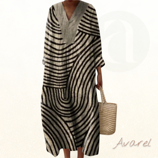 Chic elegantes Kleid mit beeindruckendem geometrischem Design für einen stilvollen Auftritt