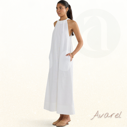 Chices Strandkleid mit Leinengürtel für sommerlichen Stil und glamouröse Eleganz