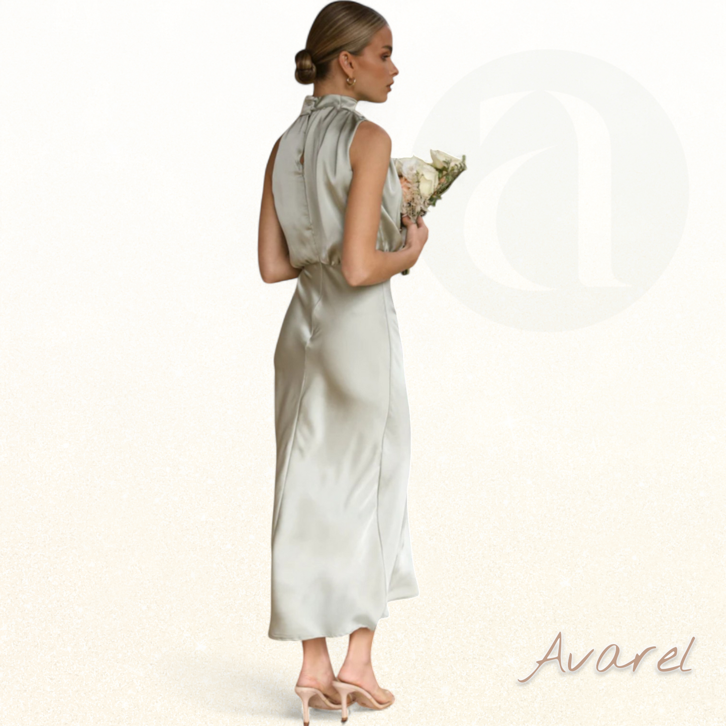 Elegantes Brautkleid aus Satin ärmellos mit Neckholder für einen besonderen Anlass