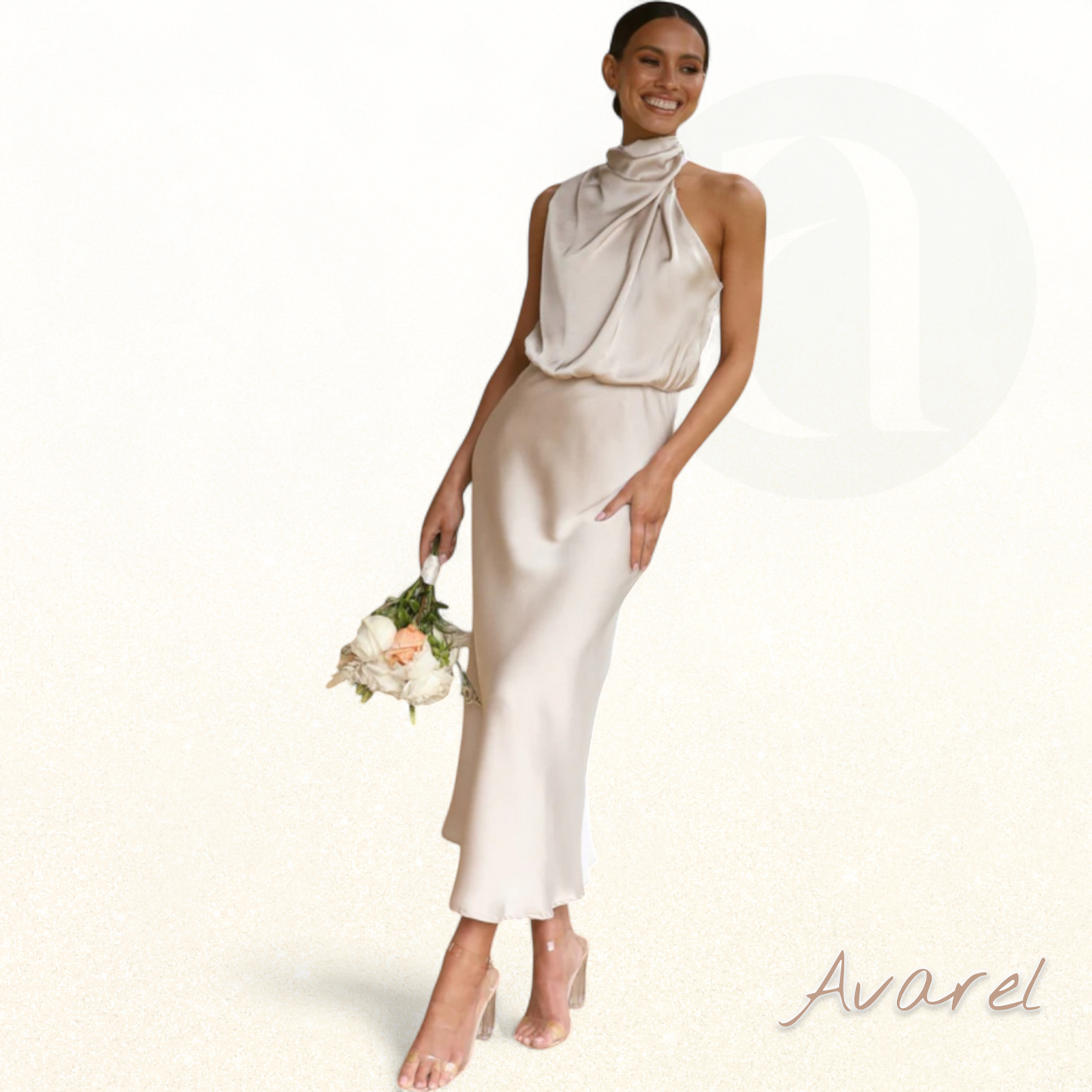 Elegantes Brautkleid aus Satin ärmellos mit Neckholder für einen besonderen Anlass