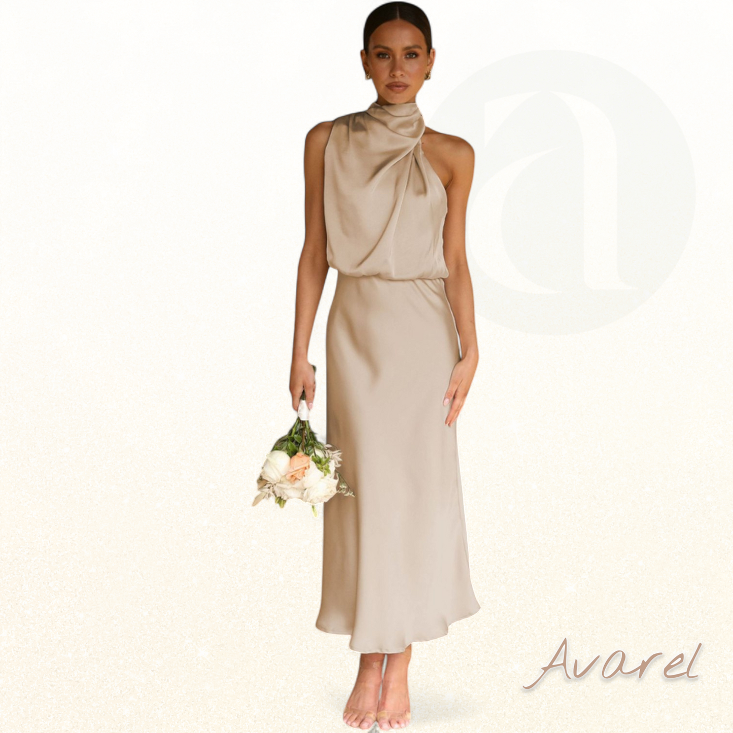 Elegantes Brautkleid aus Satin ärmellos mit Neckholder für einen besonderen Anlass