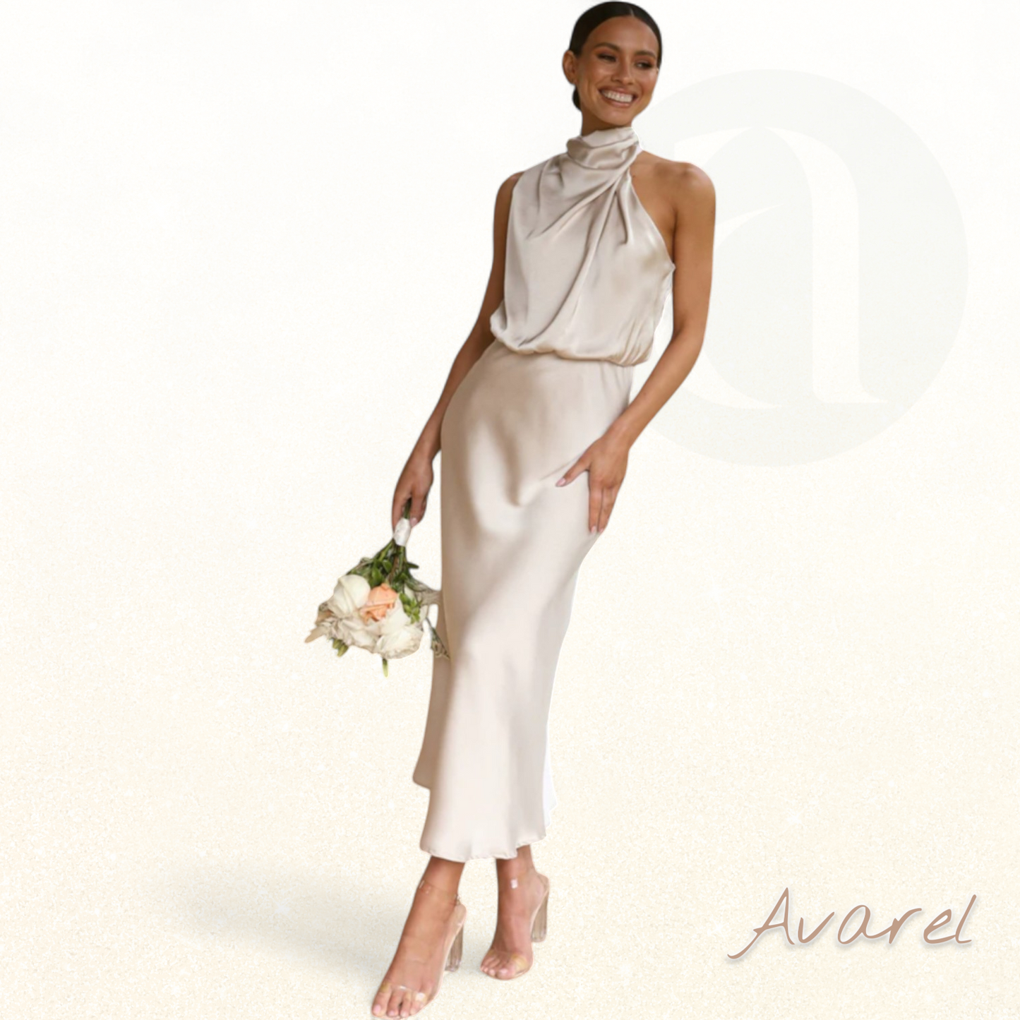 Elegantes Brautkleid aus Satin ärmellos mit Neckholder für einen besonderen Anlass