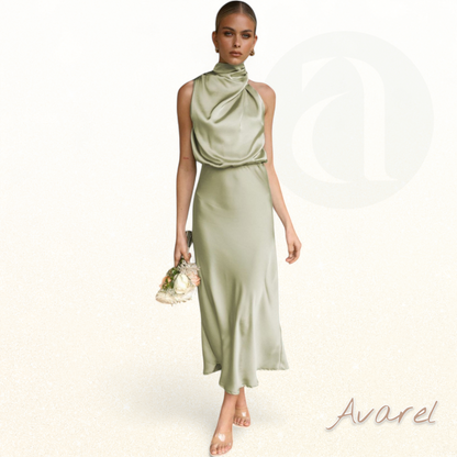 Elegantes Brautkleid aus Satin ärmellos mit Neckholder für einen besonderen Anlass