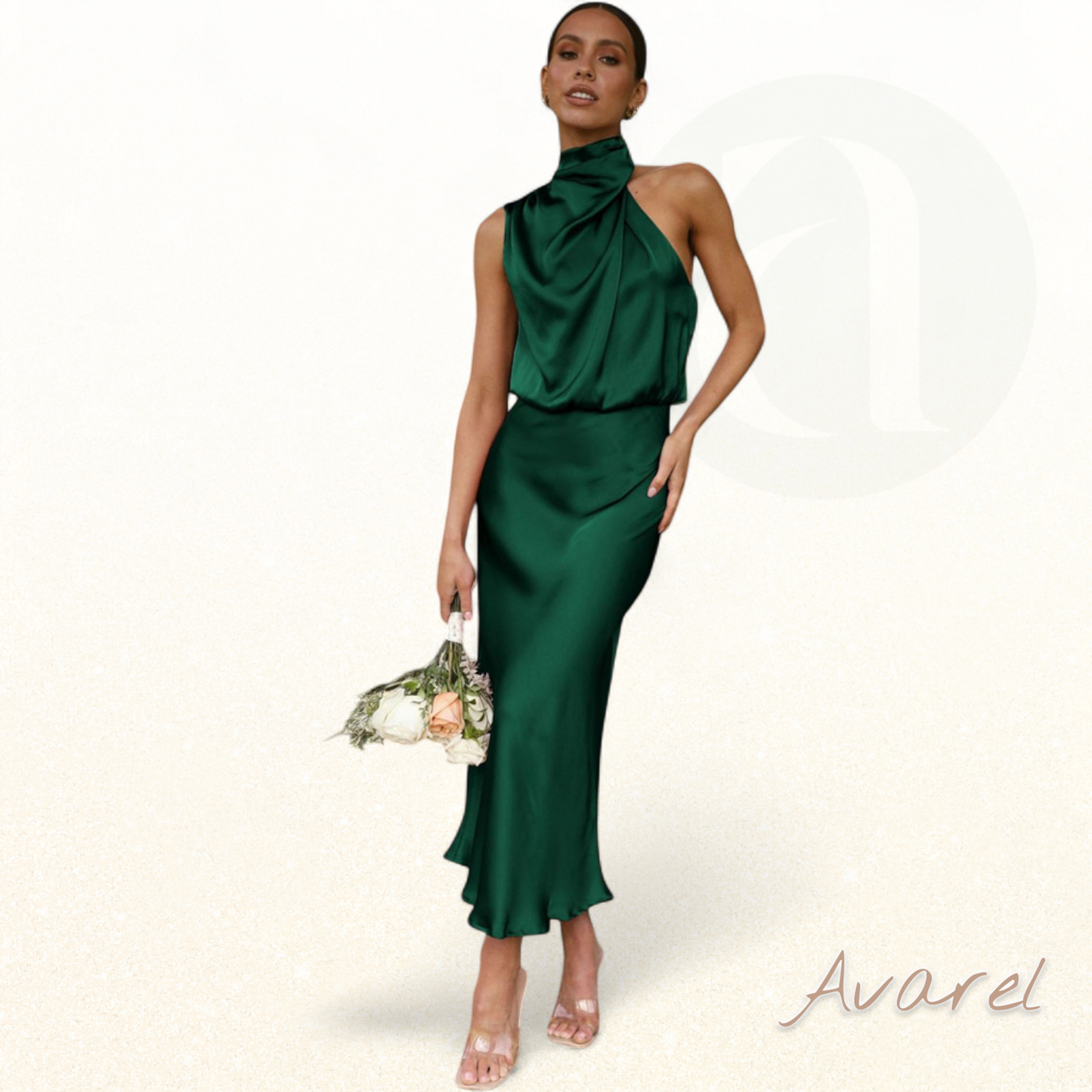 Elegantes Brautkleid aus Satin ärmellos mit Neckholder für einen besonderen Anlass