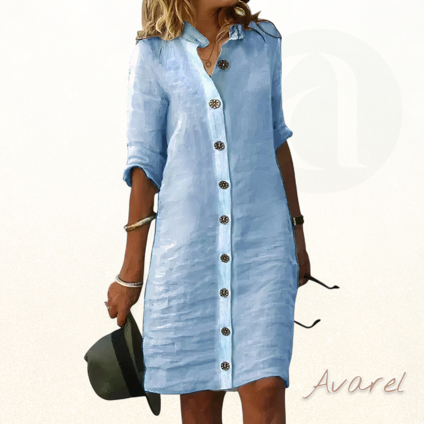 Elegantes Damen Baumwollkleid mit edlem Knopfverschluss und perfektem Stil