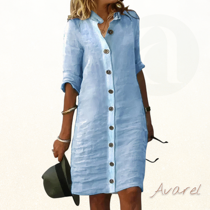 Elegantes Damen Baumwollkleid mit edlem Knopfverschluss und perfektem Stil