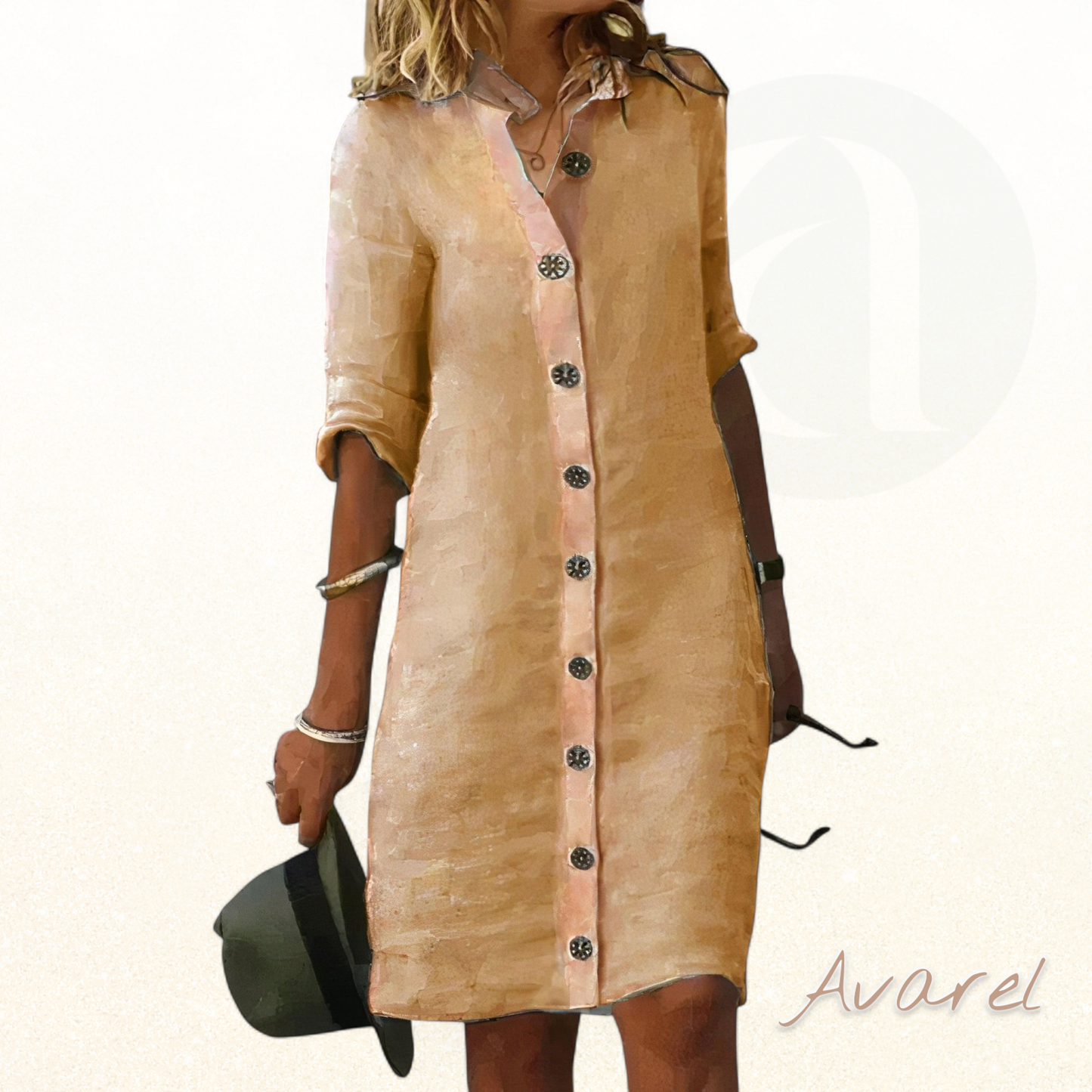 Elegantes Damen Baumwollkleid mit edlem Knopfverschluss und perfektem Stil