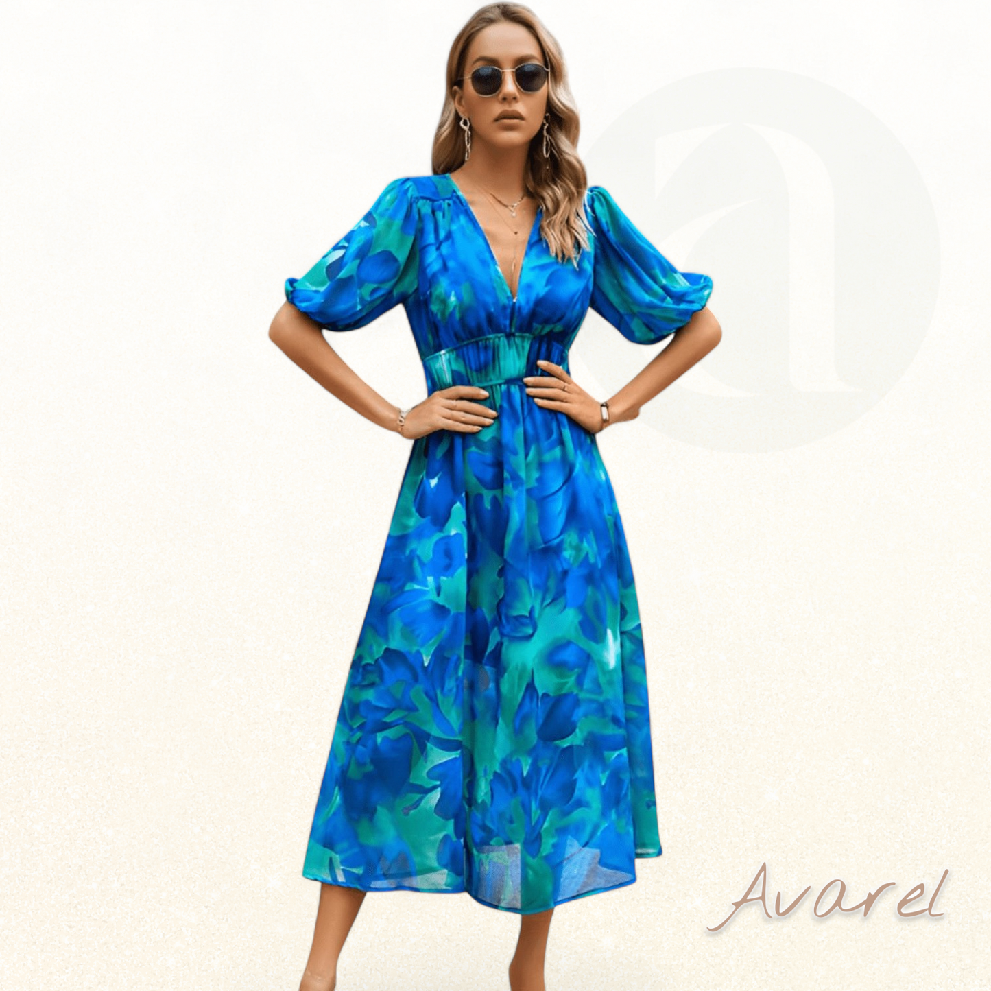 Elena' Elegantes Tageskleid mit atemberaubendem V-Ausschnitt