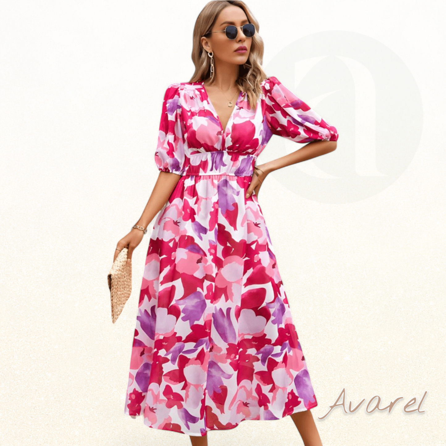 Elena' Elegantes Tageskleid mit atemberaubendem V-Ausschnitt