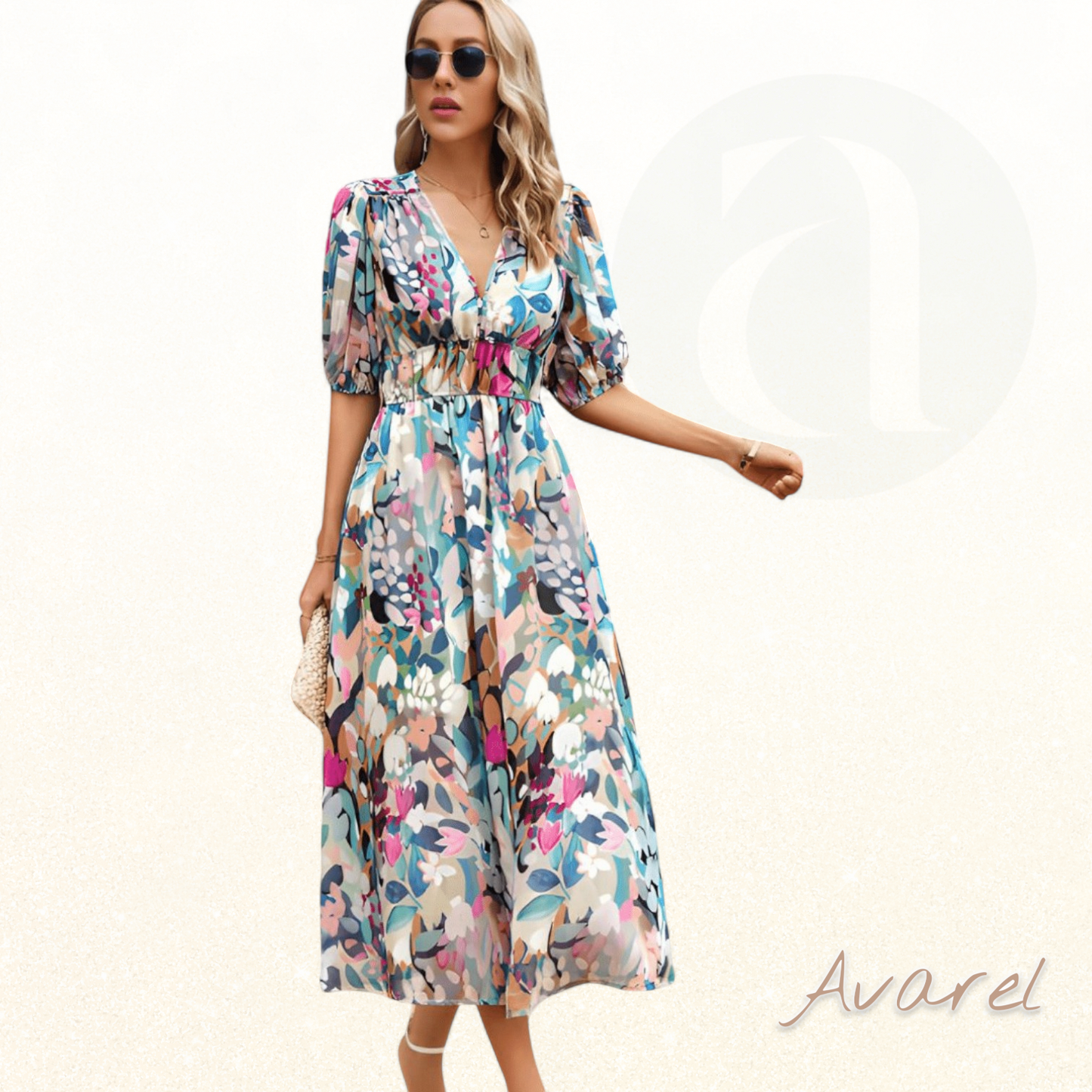 Elena' Elegantes Tageskleid mit atemberaubendem V-Ausschnitt