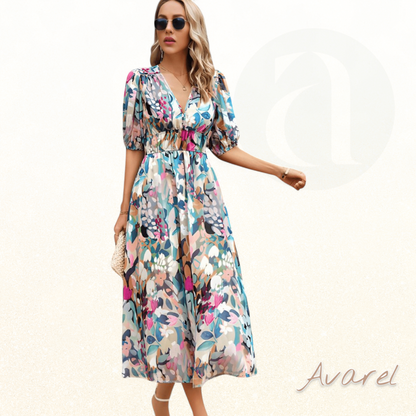 Elena' Elegantes Tageskleid mit atemberaubendem V-Ausschnitt